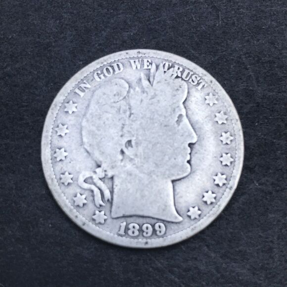 1899 BARBER SILVER HALF DOLLAR Circulated See Photographs For Condition - Picture 3 of 6